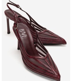 Resim Luvishoes Ylena Bordo Transparan File Detaylı Kadın İnce Topuklu Ayakkabı 