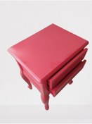 Resim BENGİ TİCARET Komodin 18444 Klasik Model Kayın Aslan Ayak Pembe Renk Porselen Kulp El Yapımı 