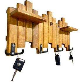 Resim Ahşap Duvar Ve Kapı Askısı Elbise Anahtarlık Askılık Piyano Modeli 4 Askılı Meşe 