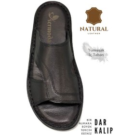 Resim Hakiki Gerçek Deri Erkek Terlik Hafif Terlik Deri A Siyah A Siyah 