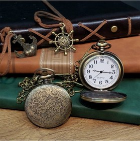 Resim Kişiye Özel Retro Vintage Türk Bayraklı Köstekli Cep Saati 