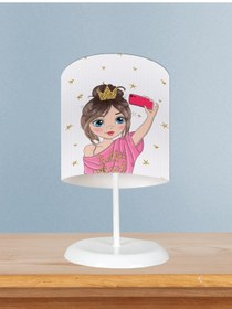 Resim Mekta Home Bebek Ve Çocuk Odası Selfie Yapan Prenses Kız Desenli Abajur 