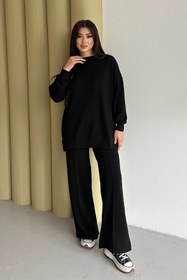 Resim adba style Kadın Modal Penye Oversize Tesettür Tunik Takım 4028 