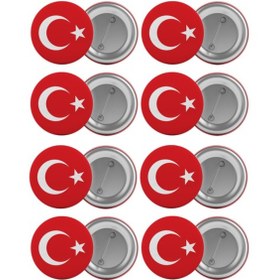 Resim Türk Bayrağı Çanta Rozeti Seti 8 Adet En Büyük Boy 5.8Cm Iğneli B 