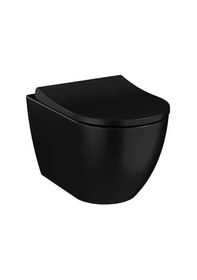 Resim VitrA S60 Mat Siyah Kanalsız Asma + Mat Siyah Gömme Rezervuar + Slim Yavaş Kapanır Kapak 