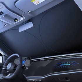 Resim Araba Cam Güneşlik - 5 Saniyede Kurulum & Kompakt Saklama, SUV/Berliler için UV Koruma Özellikli Katlanabilir Isıya Dayanıklı Güneşlik, Tüm Araçlar İçin Şık Aksesuar, Dayanıklı İç Kaplama 