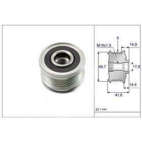 Resim VALEO 588025 Alternatör Kasnağı Mercedes A 160 170 180 200 B 180 200 C 200 Colt 04-12 1.5D 
