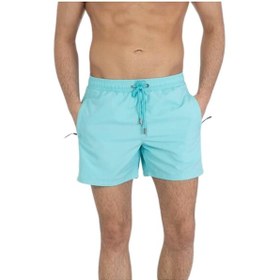 Resim Mint Büyük Beden Su İtici Özellikli Düz Renk Basic Erkek Plaj Deniz Şort Mayo - 2204-mint 001 