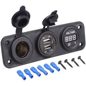 Resim 3 Lü Marin Çakmaklık Usb Şarj Soketi Voltmetre Panel 