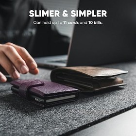 Resim Kredi Kartı Tutucu, RFID Engelleme Özellikli Hakiki Deri Cüzdan, 3 Yuvalı - Siyah Kare 