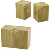 Resim Genel Markalar 5X5CM--Y:7CM 2PCS MIKNATISLI İKİZ AHŞAP BAMBU BAHARATLIK - TUZLUK (5047) 
