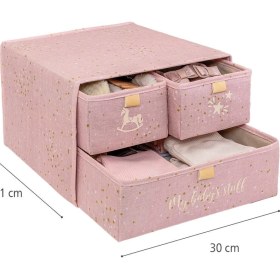Resim Pembe 3 Bölmeli Çekmeceli Bebek Dolabı, Şık ve Kullanışlı Tasarım 