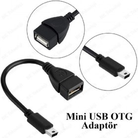 Resim Derwell V3 Kablo 5 Pin Mini Usb Erkek Usb Dişi Aparat Oto Teyp Flash Bellek Mini Usb Otg Dönüştürücü Siyah 