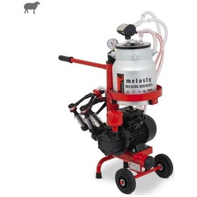 Resim Melasty Micro İkili Koyun Süt Sağma Makinesi Alüminyum Güğüm - Kauçuk Memelik Kuru Pompa 