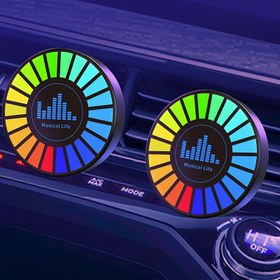 Resim Ses Kontrollü Şarj Edilebilir LED Ritim Işıkları, RGB Manyetik Neon Vurgu Aydınlatması, Evrensel Uygunluk, Lityum Polimer Batarya ile Araba Havalandırma Dekorasyonu, Sesle Aktifleştirilen Çok Renkli Ambient Işık 