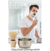 Resim Skygo Klasik Tıraş Seti – Ahşap Saplı Fırça & 304 Paslanmaz Çelik Tıraş Tası 