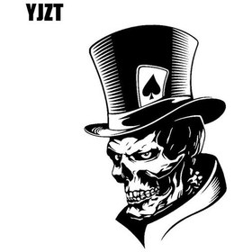 Resim Siyah 11.3 17.6 Cm Güzel Joker İskelet Kafatası Iskambil Kartları Poker Canavar Şapka Araba Sticker Vinil 