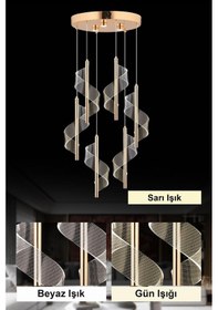 Resim İstanbul Avize Mira 6'lı Gold Kumandalı 3 Renk Ledli Lüx Avize 