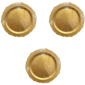 Resim Dayanıklı Mika Plastik Tabak - Tek Kullanımlık, Şık Ve Hijyenik Sunum - Altın - 6 Adetlik 3 Paket 