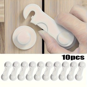 Resim 5/10 Paket Güvenlik Kilidi Çok Fonksiyonlu Çekmece Kilidi - Matkap Gerektirmez, Kaymaz Dolap Kilitleri Anahtar Deliği ile, Beyaz Plastik, Ev ve Ofis Dolapları için İdeal, Mutfak Çekmeceleri için Dolap Kilidi, Mutfak Dolap Güvenliği, Şık Tasarım, Güvenli Kapanış 