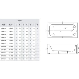 Resim Shower 70X120 Düz Mini Küvet Oturmasız 