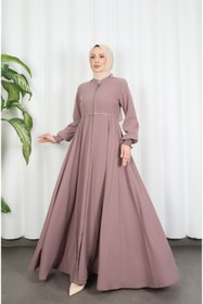 Resim HNT Hayrunnisa Tesettür Beli Dantelli Mevlana Ferace Pudra HNT7011 