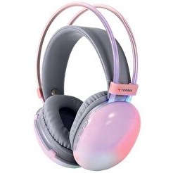 Resim Torima HD-40 Pembe Kablosuz RGB Işıklı Kulak Üstü Bluetooth Kulaklık 
