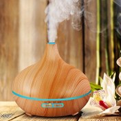 Resim 1 adet 550ml Büyük Kapasiteli Ses Dalgası Teknolojili Aromaterapi Difüzörü, Gerçekçi Ahşap Desenli, USB ile Çalışır - Her Odaya Mükemmel 