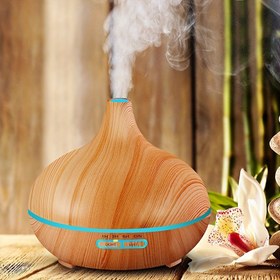 Resim 1 adet 550ml Büyük Kapasiteli Ses Dalgası Teknolojili Aromaterapi Difüzörü, Gerçekçi Ahşap Desenli, USB ile Çalışır - Her Odaya Mükemmel 