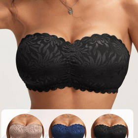 Resim 3 adet Kadın Çiçek Desenli Büstiyer Sütyen Seti - Çelik Askısız, Nefes Alabilir ve Çıkarılabilir Pedler, Gündelik ve Resmi Giyim için Zarif Dantel Detay Tasarımı, Günlük Rahat Giyim | Zarif Dantel Detay | Çelik Askısız Destek 
