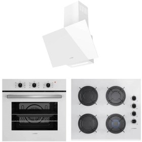 Resim LANOVA Mano 2106TW01 - G16400-202 - 3220W6 Beyaz Cam Ankastre Set 