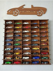 Resim CrDesign Ahşap Oyuncak Araba Rafı 1/64 Araçlar Için (ceviz) 