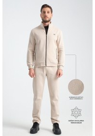 Resim Shooter Sportswear Shooter Erkek Kışlık Eşofman Takımı Thermosoft Teknolojisi Içi Kuzu Görünümlü Regular Kalıp Bej 