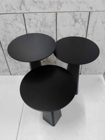 Resim Geometrik Mantar Yan Sehpa Siyah 