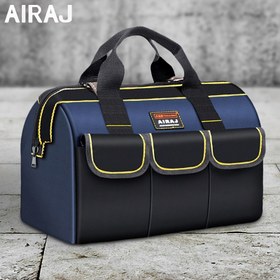 Resim AIRAJ, 33.02 cm (17.02cm X 30.99cm X 18.54cm), 40.64 cm (20.07cm X 36.07cm X 24.89cm) ve 45.72 cm (23.11cm X 41.91cm X 27.94cm) boyutlarında Araç Çantaları sunar. Bu Yeni Elektrikçi Araç Çantaları, Dayanıklı Oxford Kumaştan Yapılmış, Çoklu Cep ve Su Geçirmez Depolama Özelliklerine Sahiptir, Atölyeler, Otomatik Tamir, Evler, Bahçeler ve Açık Alanlar için İdealdir. 