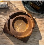 Resim Userfriendly11 Vintage Kare Puro Kül Tablası Koyu Kahverengi Geri Dönüştürülmüş Ahşap Sigara Dinlenme Yeri 