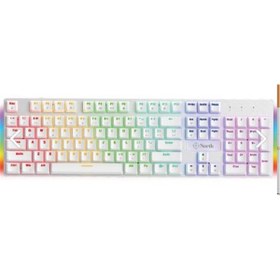 Resim North Shield White Red Switch Türkçe Q Rgb Beyaz Mekanik Gaming Klavye 