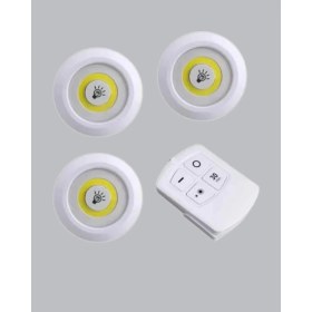 Resim Aesco 3 Lü Pilli Kablosuz LED Spot Lamba Seti Kumandalı Kolay Montaj Aydınlatma - Lisinya 