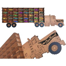 Resim Woodbu Kahverengi Ahşap Hobi Araba Rafı, Ceviz 40 Araçlık 