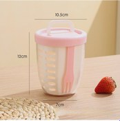 Resim Fosenze Portatif Piknik Salata Kutusu, Forklu Ve Sızıntısız Kapaklı, Büyük Hacimli Plastik Meyve Kasesi Pembe Hb6582 