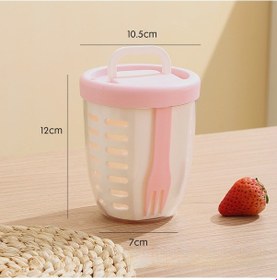 Resim Fosenze Portatif Piknik Salata Kutusu, Forklu Ve Sızıntısız Kapaklı, Büyük Hacimli Plastik Meyve Kasesi Pembe Hb6582 