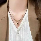 Resim Bohemce Işık Lüks Üst Aksesuarı! Kaplan Gözü Taşı Güneş Çiçeği Kolye Doğal Desenlerle, Çift Katmanlı, Melandewood Tarzı Yüksek Kaliteli Şifre 