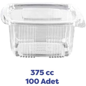 Resim TiriStore Tiri Store Kapaklı 375 cc Sızdırmaz Plastik Kap 100 Adet Şeffaf 