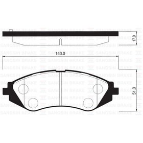 Resim SANGSIN SP1077 Fren Balatası Ön Lacetti 04- / Nubira 00- 