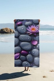 Resim Dijital Baskı Plaj Deniz Havlusu Modern Desenli Peştamal (80X160 cm) HVL0059 