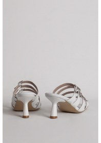 Resim Dericlub 714 Hakiki Deri Kadın Topuklu Terlik Beyaz 