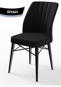 Resim Canisa Flex Serisi, Üst Kalite Mutfak Sandalyesi, 8 Adet Siyah Sandalye, Gürgen Siyah Ahşap Ayak Sandalye Siyah Ayaklar Siyah 