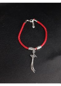 Resim Mryart Kırmızı Deri İpli Zülfikar Detaylı Unisex Bileklik 