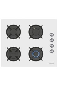 Resim Simfer Ankastre Set Beyaz Cam Ocaklı Mekanik 2'li Set (Fırın + Ocak) 