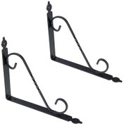 Resim 2 Adet Ferforje 16 x 20 cm Dekoratif Raf Altı Ayağı Konsol Siyah 